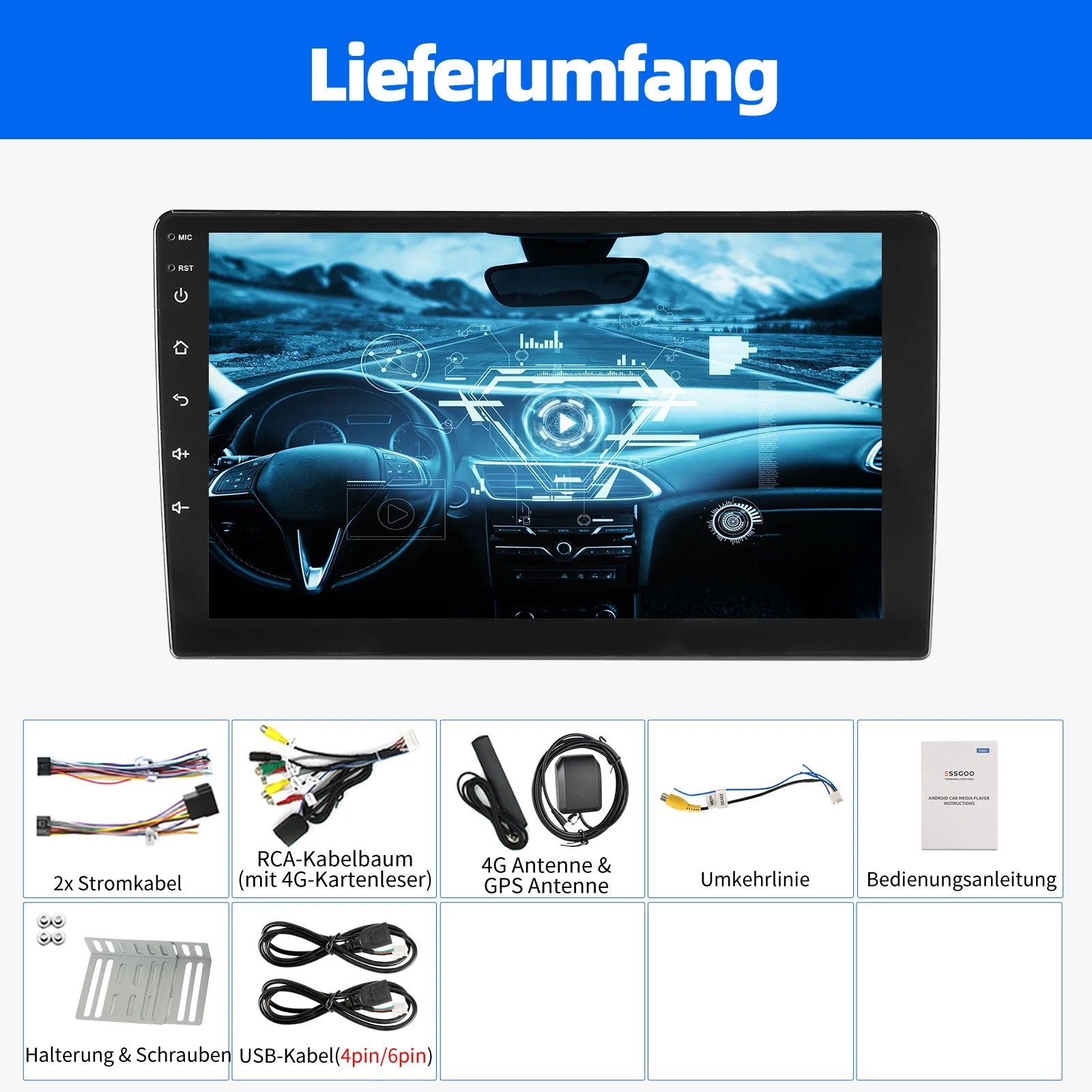 ESSGOO 7 9 10" Car Radio Android Auto Carplay Car Stereo Multimedia Player Universal WIFI GPS Autoradio Car Intelligent Systems sayaragear