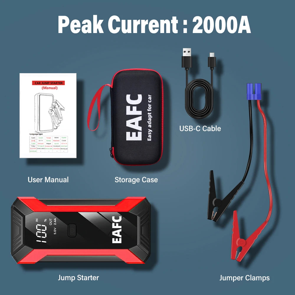 Power Bank 2000A/600A 12V Car Battery Jump Starter Portable Charger Petrol Diesel Auto Starting Device Booster Emergency Starter sayaragear