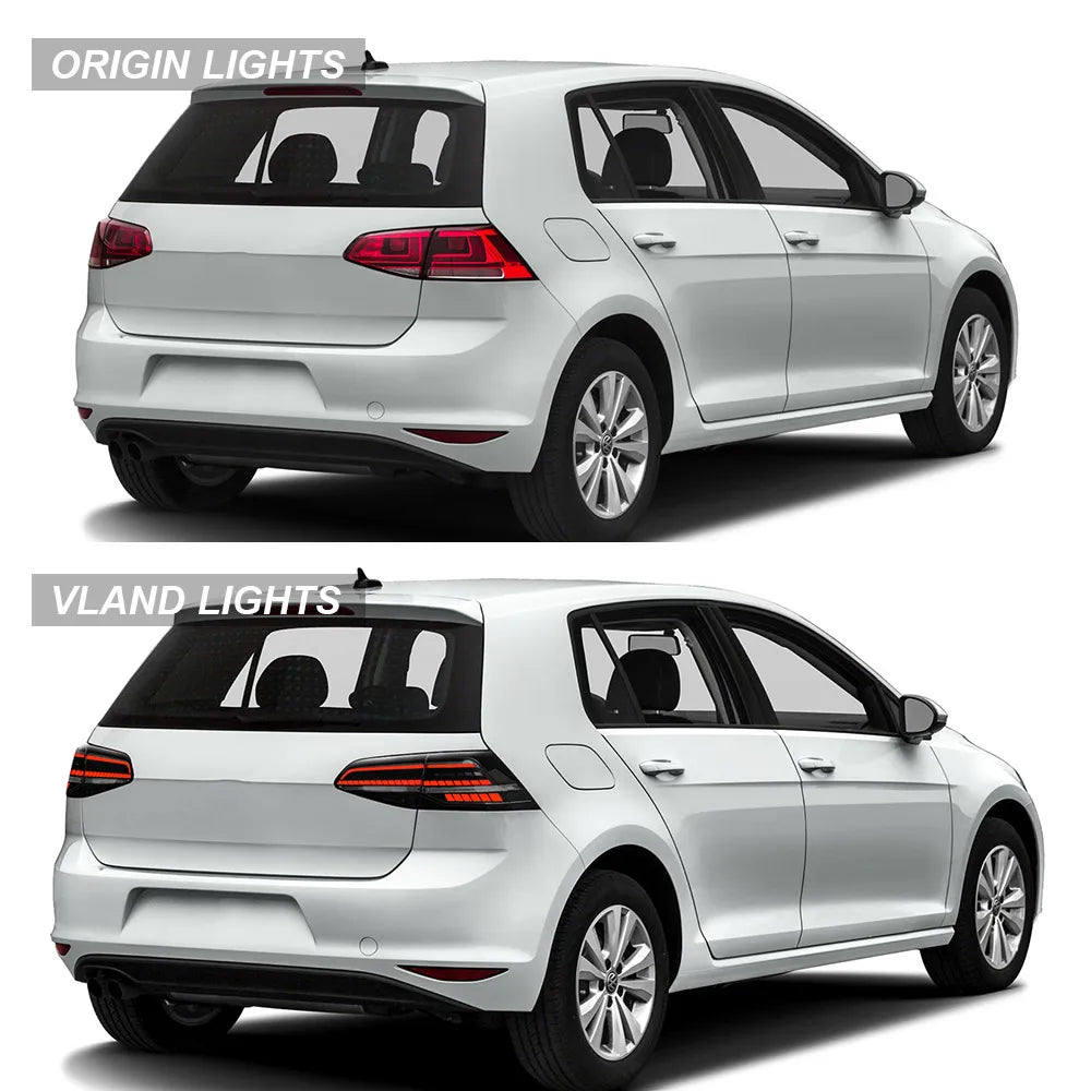 VLAND LED Tail Lights For 13-21 VW Golf MK7 MK7.5 Hatchback Sequential Turn Signal Rear Lamp Assembly sayaragear
