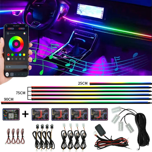 Symphony 18IN1 Car Ambient Light Colorful LED Neon Interior Rainbow Acrylic Light strip Decorative 10/6IN1 Car Atmosphere Light sayaragear