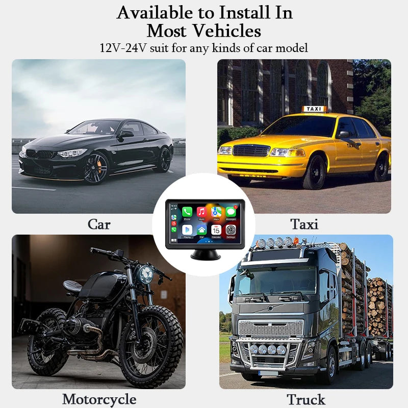 Hippcron 7inch Car Radio Multimedia Video Player Wireless Carplay And Wireless Android Auto Portable Universal Touch Screen sayaragear