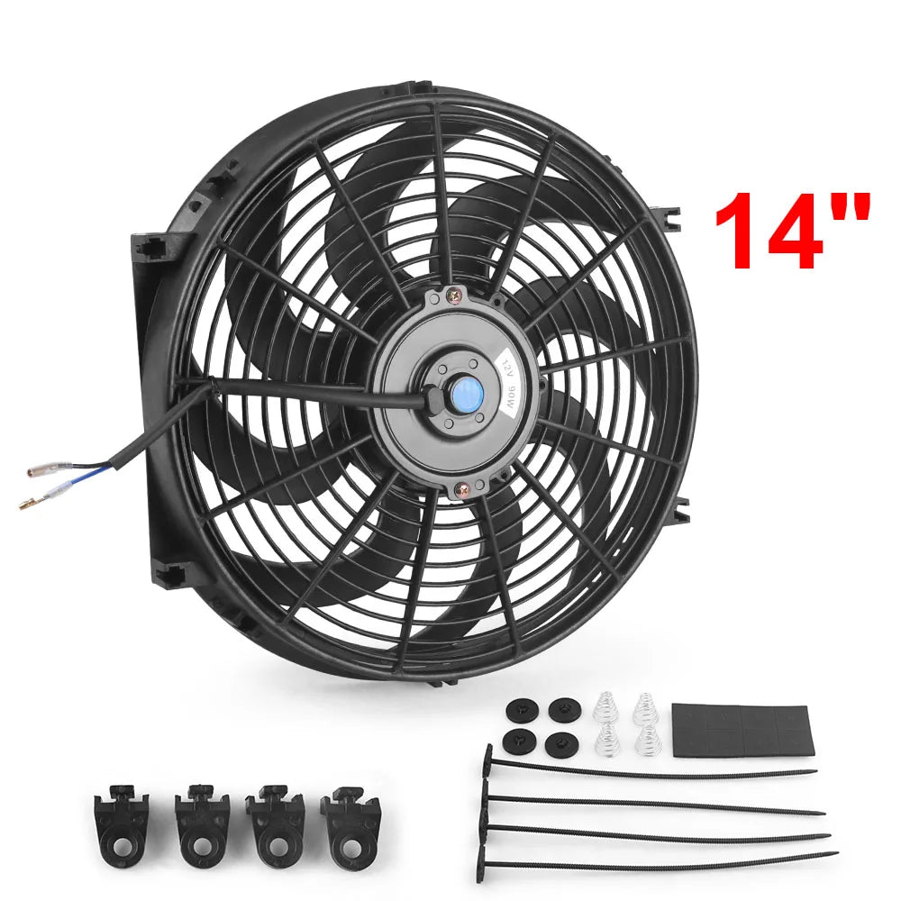 Universal 7/10/12/14 Inch 12V 80W 2100RPM Car Air Conditioning Electronic Radiator Cooling Fan Blade Electric Cool MountingKit sayaragear