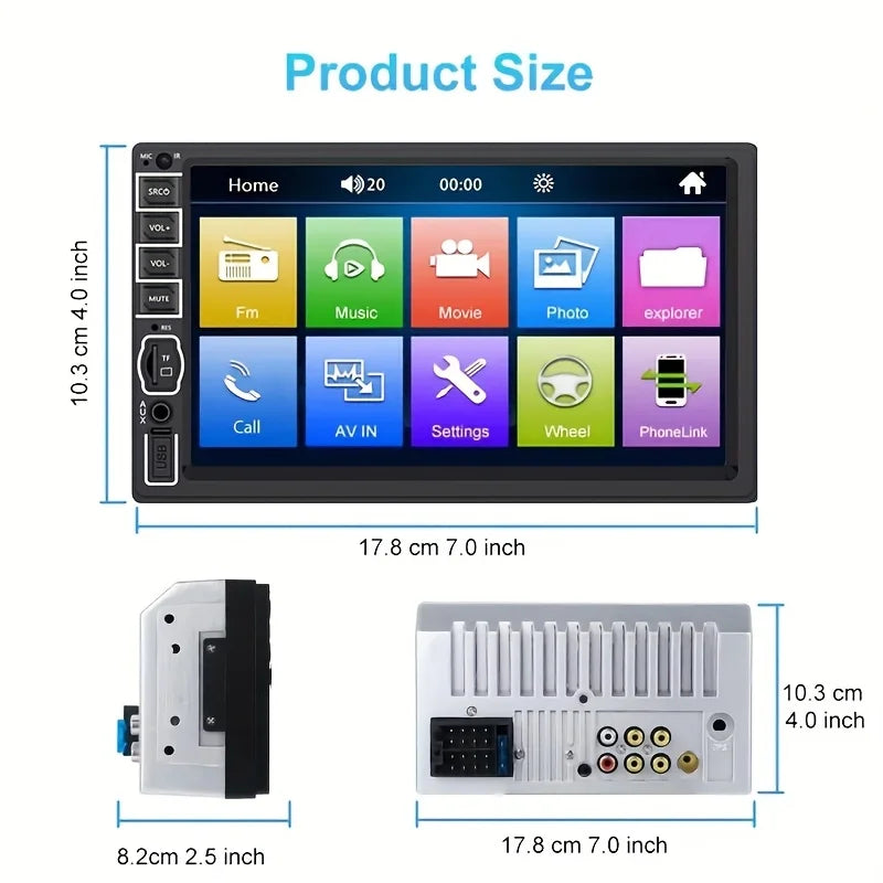 7inch HD Double Din Car Stereo Radio MP5 Player with Steering Wheel Remote Support Mirror Link B-T Touch Screen USB TF FM AUX sayaragear