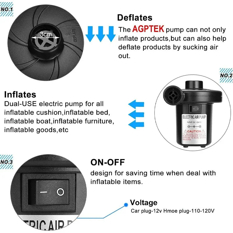 NEW Portable Inflatable Pump Electric Air Pump Air Mattress Boat Car Auto Air Inflatable Pump For Car Home Use Camping Inflator sayaragear