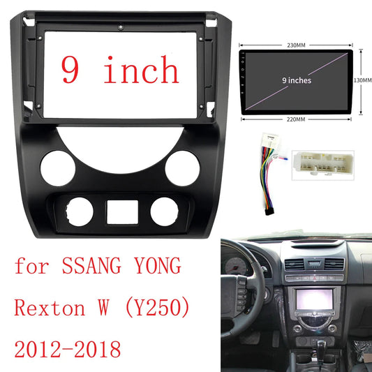 9 INCH Radio Fascia Frame Fit for SSANG YONG Rexton W (Y250) 2012-2018 Car Audio Android Replacement Dash Mount Kit Stereo Panel sayaragear