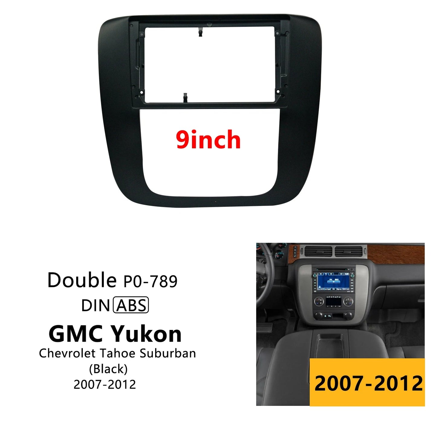 9 Inch For GMC Yukon / Tahoe 2007-2012 Car Radio Stereo GPS MP5 Android Player 2 Din Head Unit Fascia Dash Board Panel Frame sayaragear
