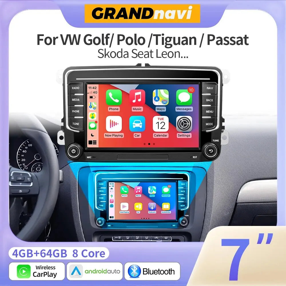 GRANDnavi Android13 Car Radio GPS For VW Volkswagen Skoda Octavia Golf 5 6 Touran Passat B6 Polo Jetta 2Din Multimedia Player sayaragear