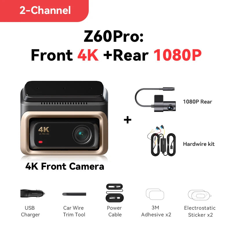 DDPAI Z60 Pro 4K Dash Cam Auto Dashcam Front GPS Car Camera for Dual SONY Sensor WiFi ADAS Night Vision DVR Video Recorder sayaragear