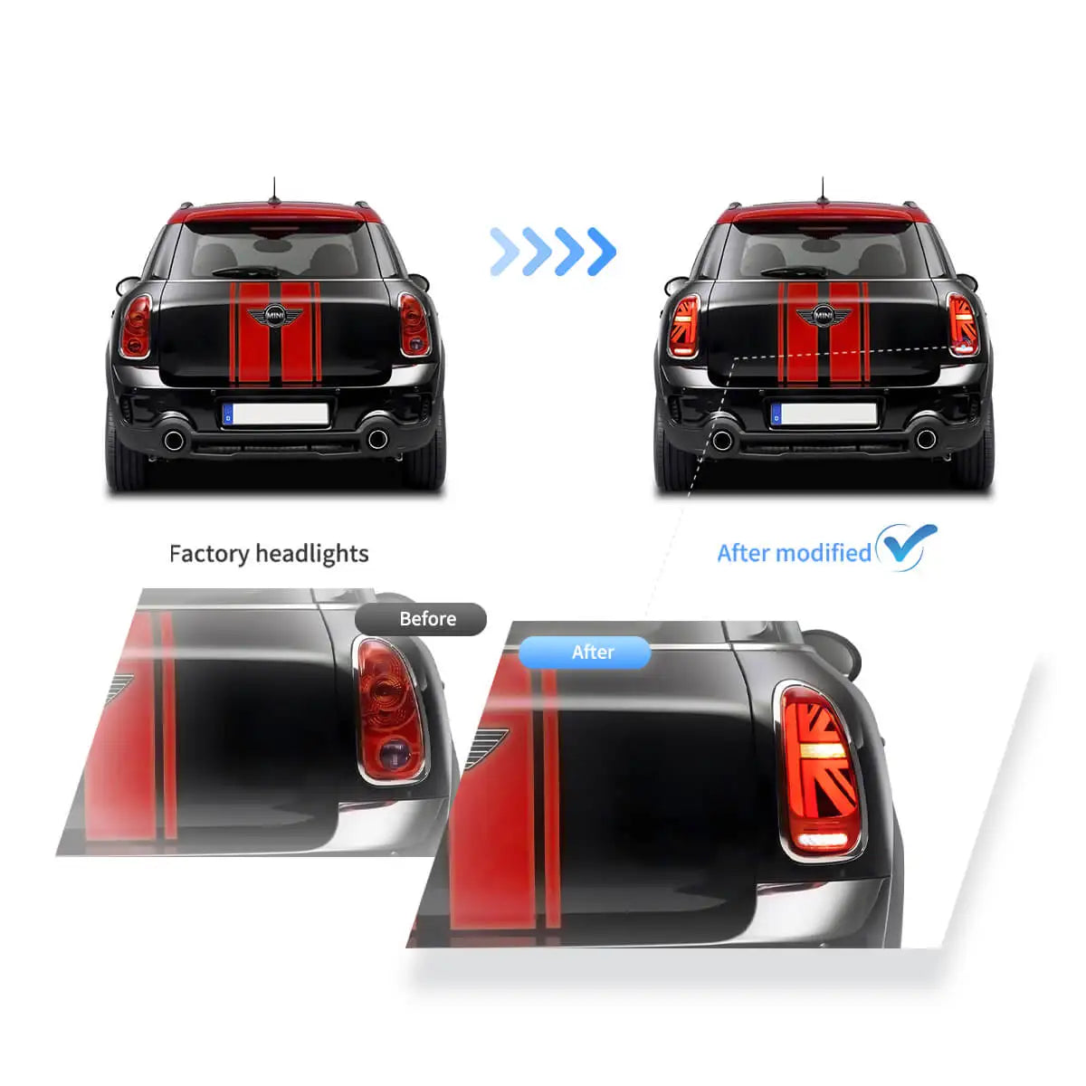 VLAND 2010-2016 Mini Cooper Countryman R60 LED Tail Lights Dynamic Welcome Lighting Plug & Play Rear Lamp Assembly sayaragear