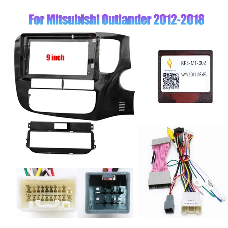 9/10.1 inch 2 Din Car Stereo Radio Fascia Panel Audio Frame Cover Trim Kit Face Bezel For Mitsubishi Outlander 2012-2020 2021 sayaragear