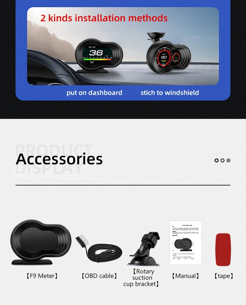 NEW Multi-function Full LCD Instrument OBD+GPS Dual System Car OBD2 GPS HUD Head Up Smart Digital Speedometer with Tester Alarm sayaragear