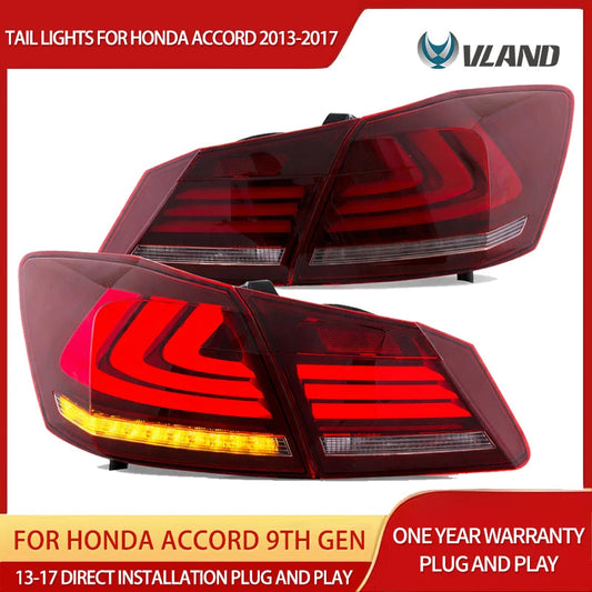 Vland 13-17 Accord 9th Gen Sedan LED Tail Lights With Sequential Turn Signal sayaragear