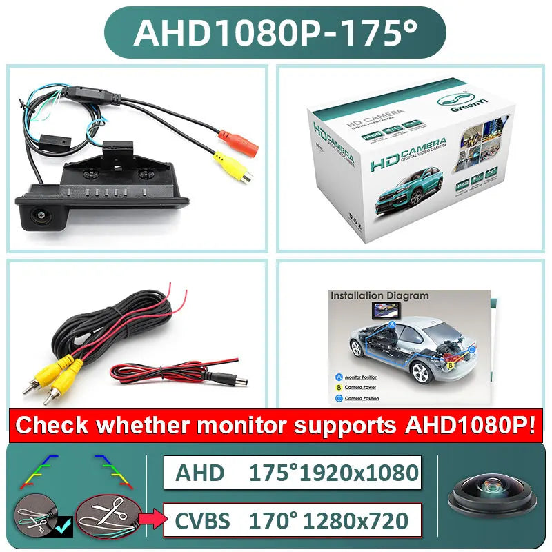 GreenYi AHD 1080P 170° Car Rear View Camera for BMW E60 E39 E90 E82 E61 X1 E84 X5 E70 E92 E91 3/5 Series E88 E93 X6 Night Vision sayaragear