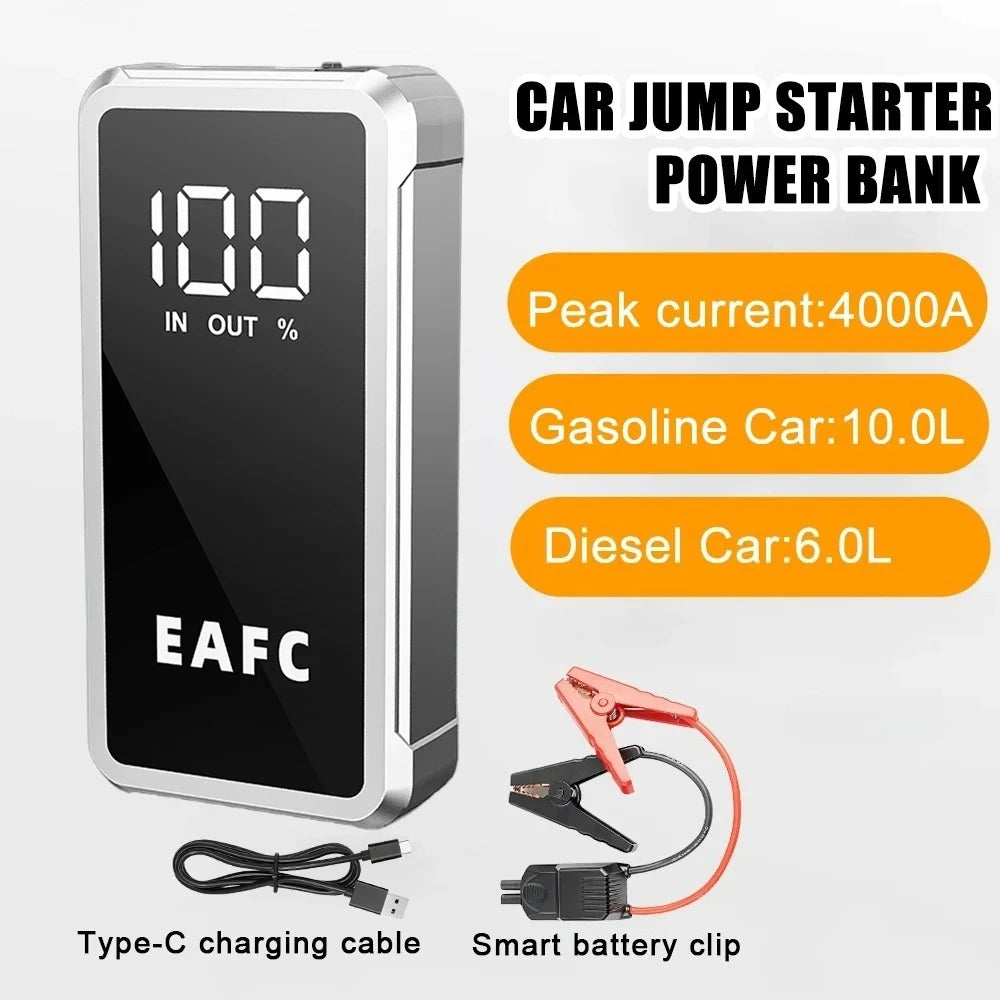 4000A/2000A/600A Portable Car Jump Starter PowerBank Booster Charger 12V Starting Device Petrol Diesel Car Booster JumpStarter sayaragear