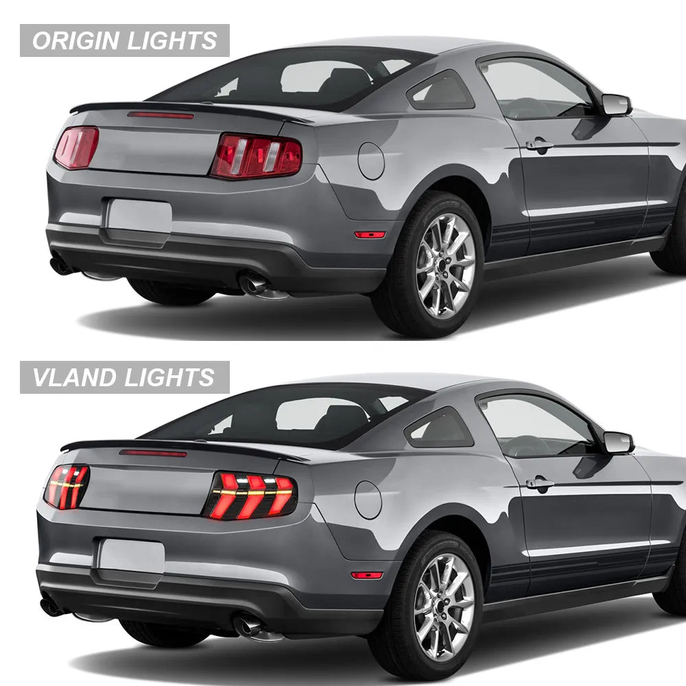 VLAND 2010-2012 Mustang 5th Gen S-197 II Pre-Facelift Smoked LED Tail Lights With Amber Sequential Turn Signal sayaragear
