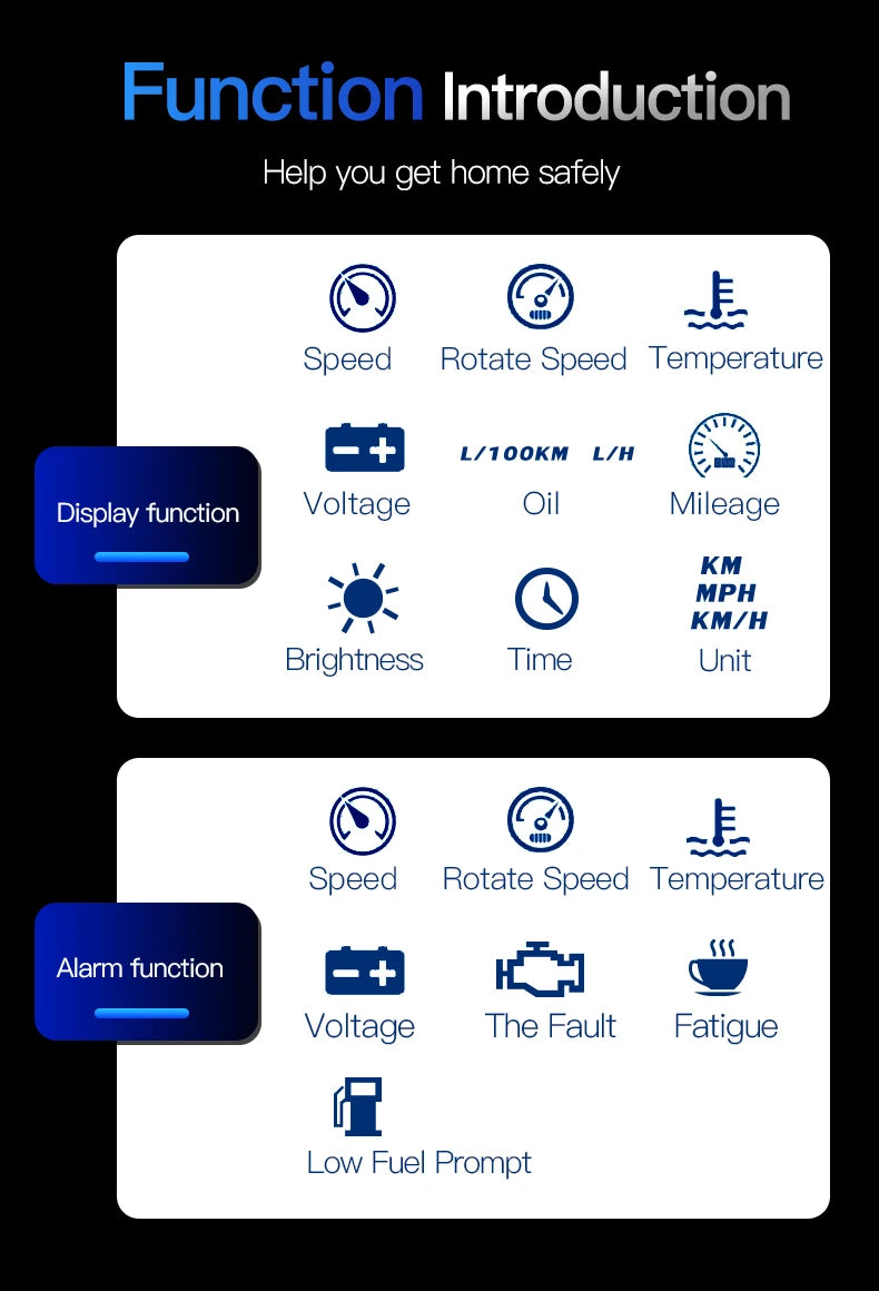 KWHUD HUD Head Up Display Car OBD2 Digital Speedometer RPM Tacho Volt Water Temp Meter Windshield Speed Projector Car Electronic sayaragear