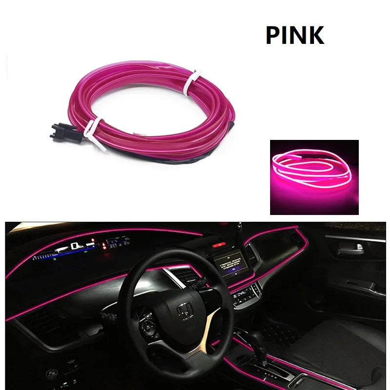 Car Interior Decorative Lamps Strips Atmosphere Lamp Cold Light Decorative Dashboard Console Auto LED Ambient Lights 1/2/3/4/5M sayaragear