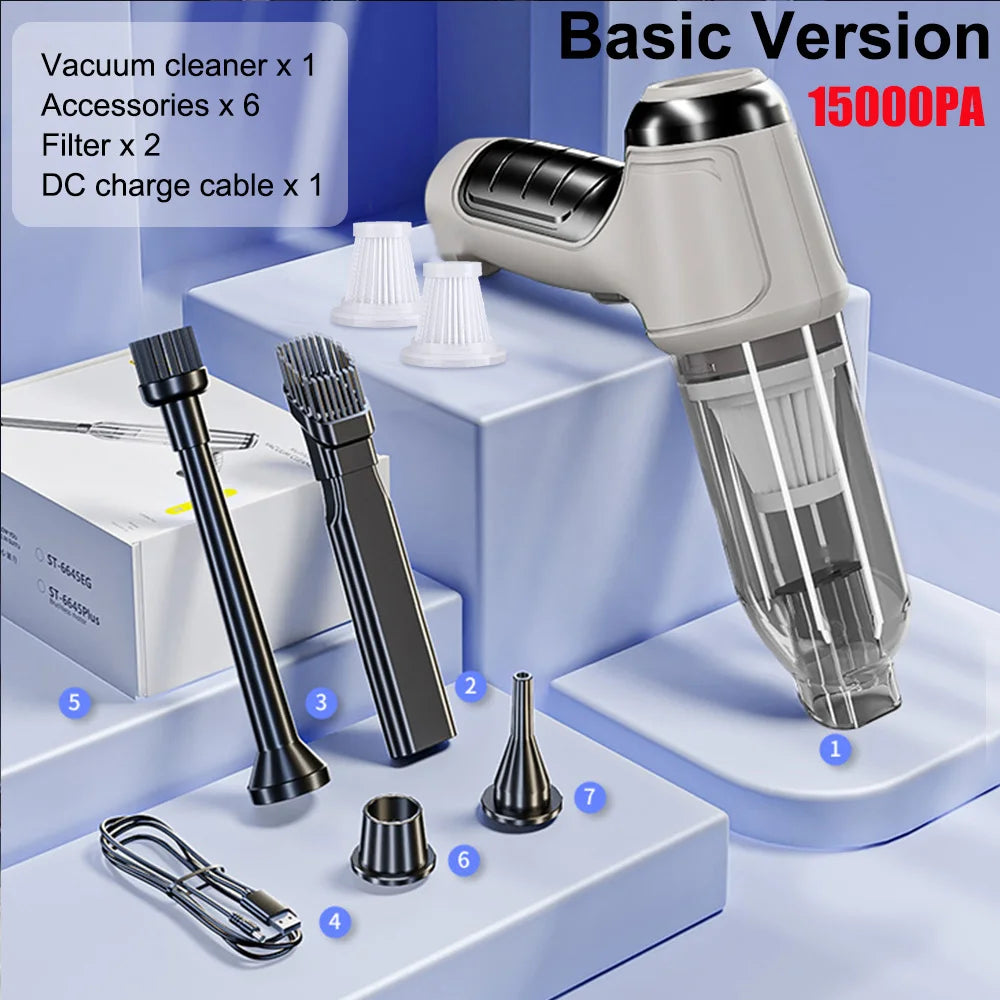 Car Vacuum Cleaner Wireless 95000PA Strong Suction Vacuum Cleaner Portable Handheld Vacuum Cleaner Blower 2in1 for Car Home sayaragear