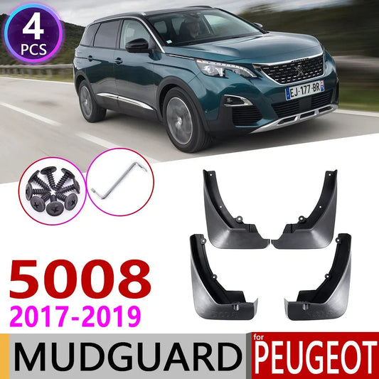 4 PCS Front Rear Car Mudflap for Peugeot 5008 2017 2018 2019 Fender Mud Guard Flap Splash Flaps Mudguards Accessories 2nd 2 Gen sayaragear