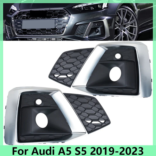 For Audi A5 B9 Sportback Coupe Cabriole S5 2019 2020 2021-2023 Honeycomb Mesh Fog Light Grille Cover 8W6807681T3Q7 8W6807682T3Q7 - sayaragear