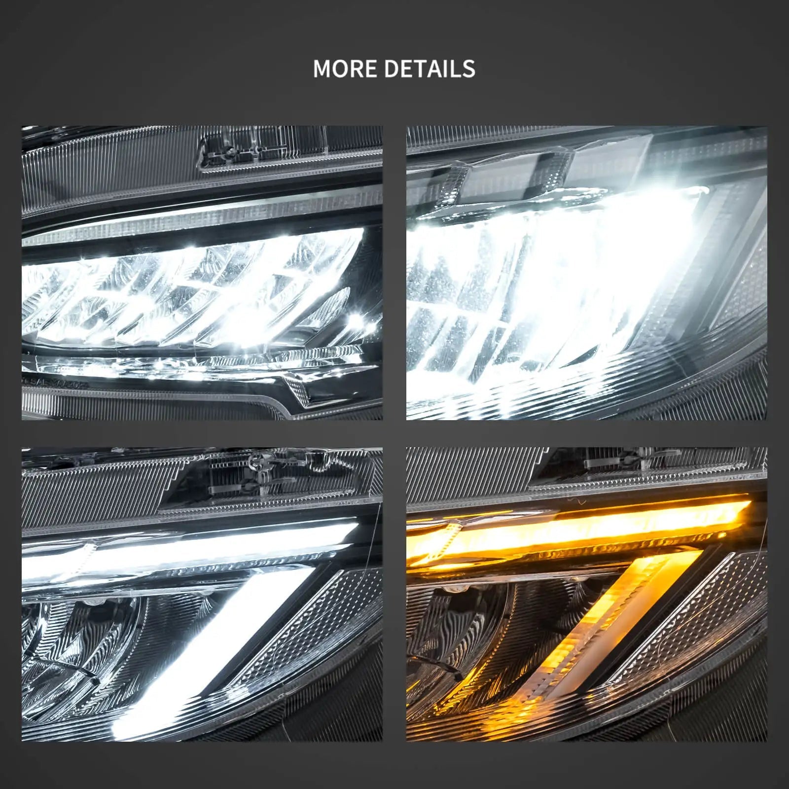 Vland 16-21 Civic 10th Gen LED Reflection Bowl Headlights Chrome sayaragear