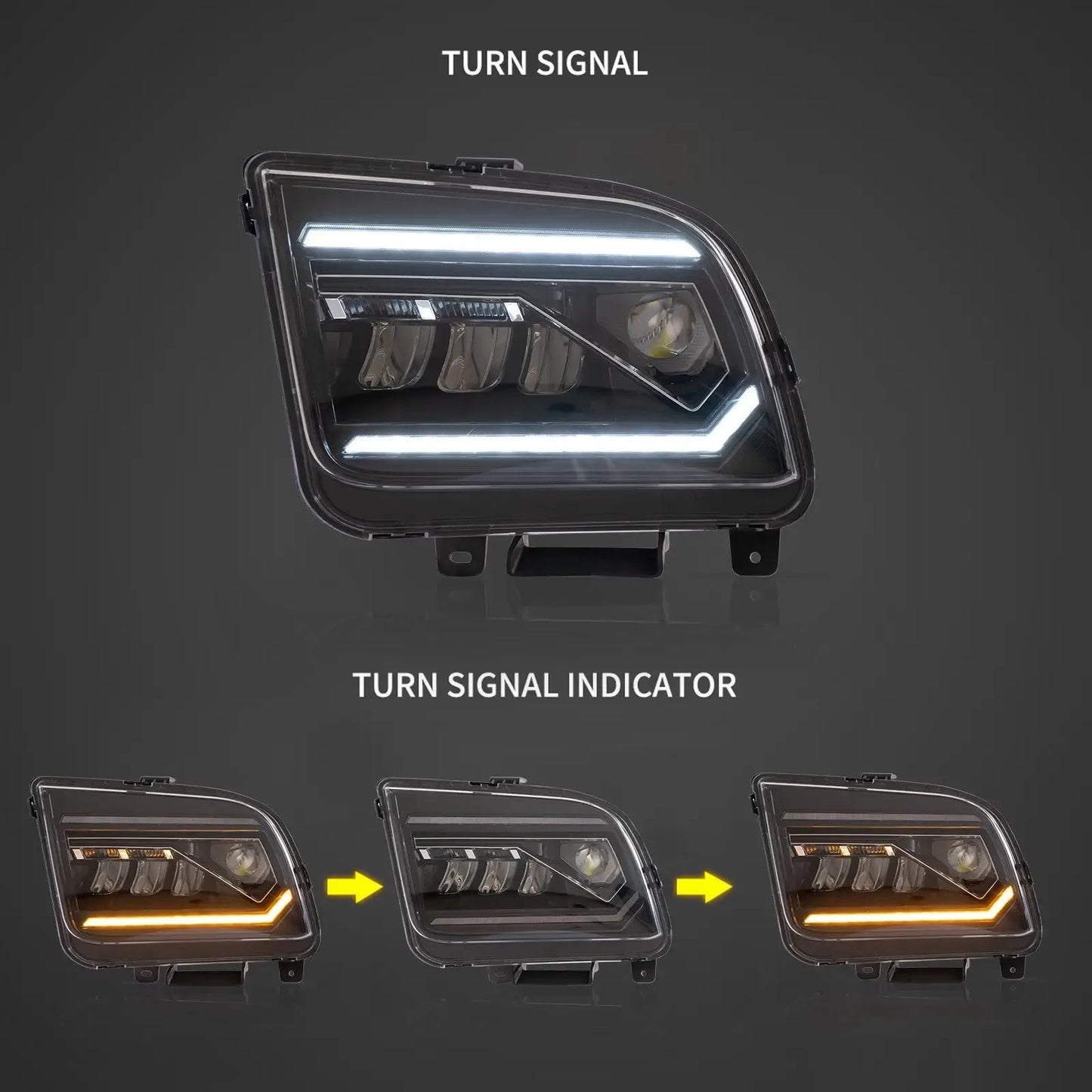 Vland 05-09 Mustang S197 LED Dual Beam Projector Headlights with DRL High Low Beam Front Headlamp Assembly sayaragear