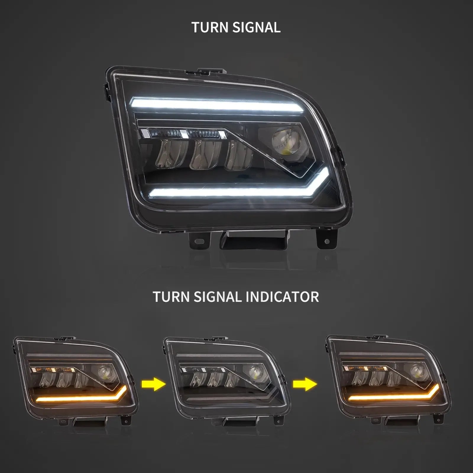 Vland 05-09 Mustang S197 LED Dual Beam Projector Headlights with DRL High Low Beam Front Headlamp Assembly sayaragear