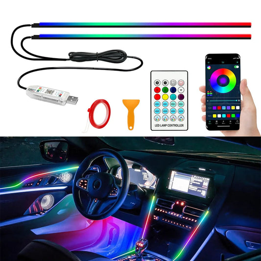 110cm  APP Control Car Ambient Lights LED Interior RGB Symphony Atmosphere Light  Acrylic Strips Dashboard Decoration Sunroof sayaragear
