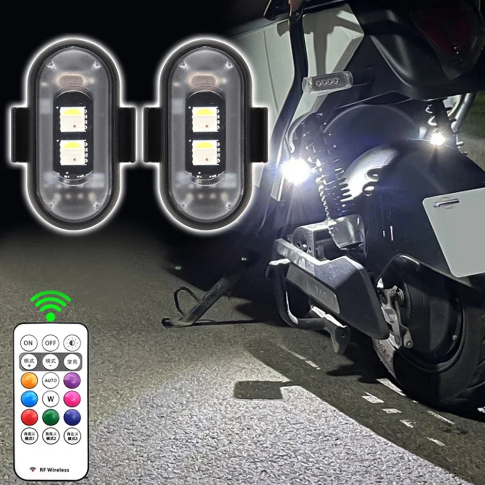 Car Motorcycle RGB LED Strobe Lights 8 Colors LED Flash Position Wireless Light Aircraft Airplane Helicopter Warning Lights sayaragear