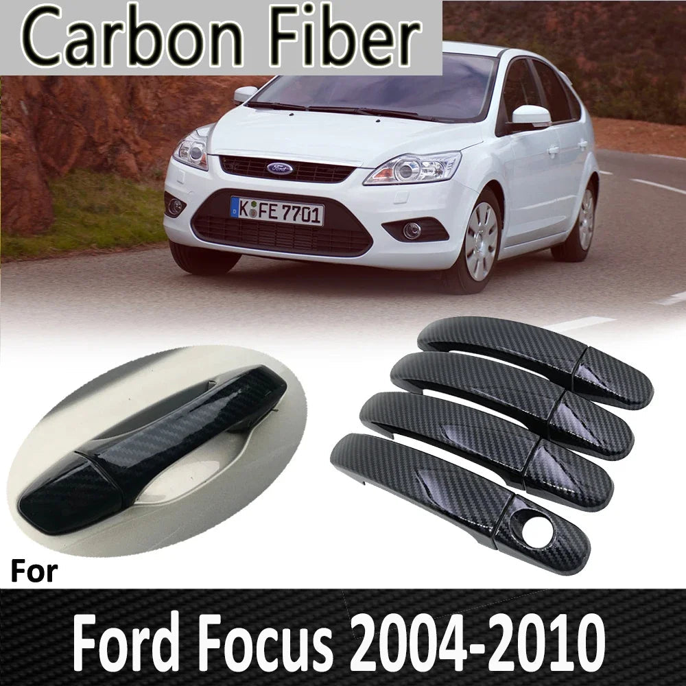 Black Carbon Fiber for Ford Focus 2 MK2 MK2.5 2004 2005 2006 2007 2009 2010 Door Handle Cover Sticker DecorationsCar Accessories sayaragear
