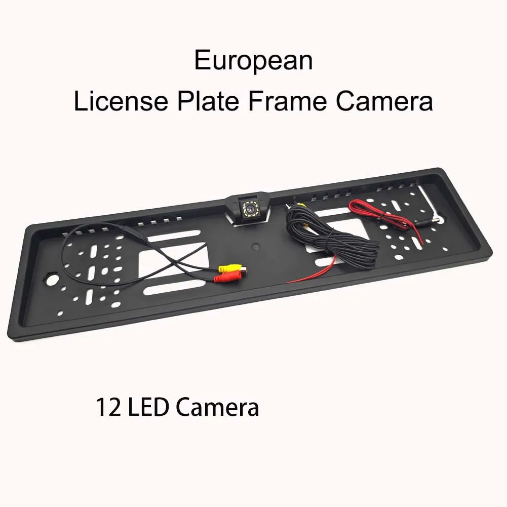 4/8/12LED European License Plate Rearview Camera Frame Reverse Backup Camera Night Vision for Truck Car SUV, Camper Pickup sayaragear