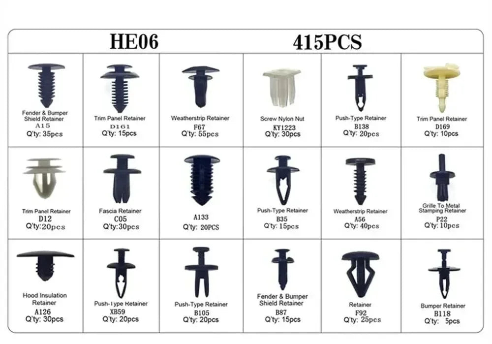 800pcs-100Pcs Car Fastener Clip Kit Fender Rivet Plastic Clips Auto Body Push Retainer Pin Rivet Bumper Door Trim Panel Repair sayaragear