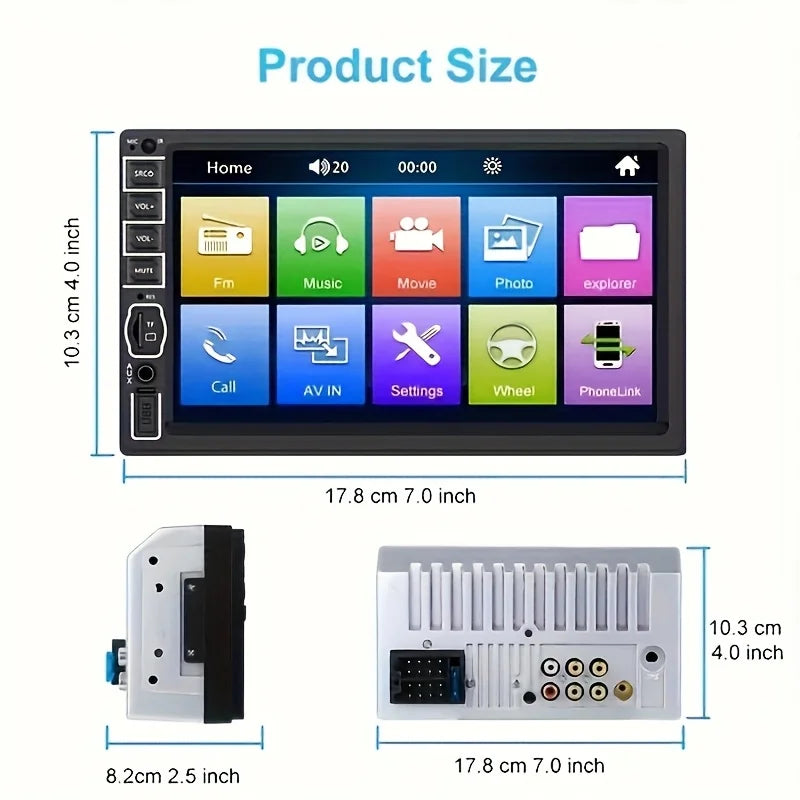 17.78cm 2Din Car Stereo - Universal Car Multimedia System for Android and iOS Devices, Car Stereo Unit, Without Battery sayaragear