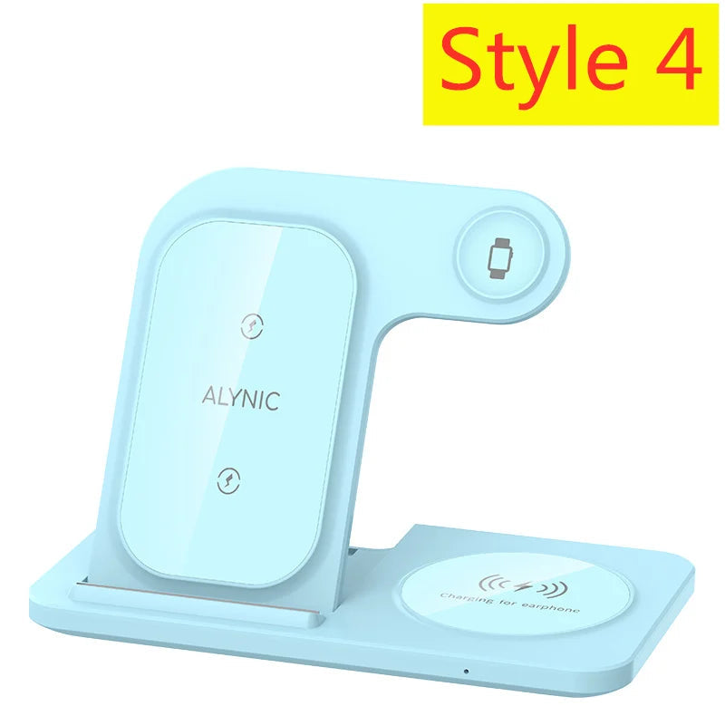 3 in 1 Wireless Charger Stand Pad Foldable Fast Charging Station Dock For iPhone 17 16 15 14 13 12 11 X 8 Apple Watch Airpods sayaragear