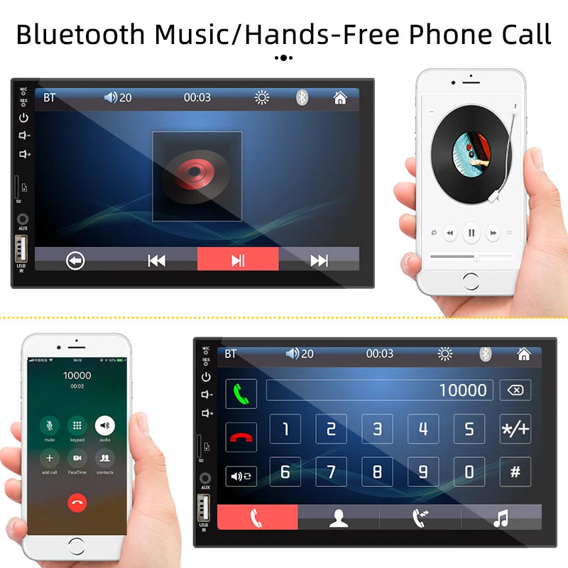 7 Inch Car Radio 1 Din MP5 Player Touch Screen Multimedia FM ISO Power Aux Input USB Bluetooth  Mirror Link Universal Autoradio sayaragear