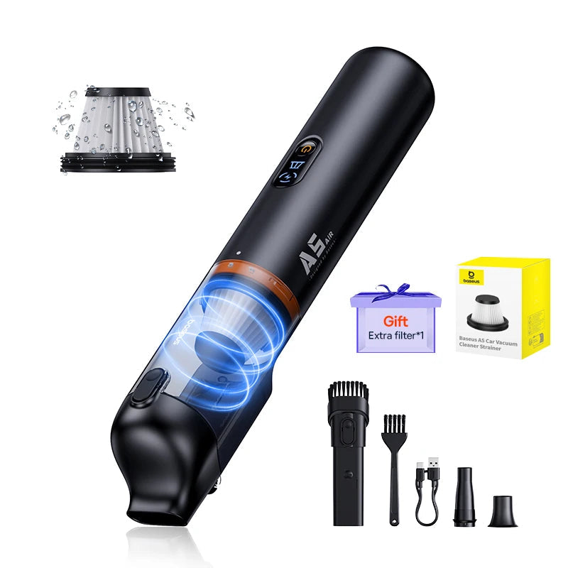 Baseus A5 Air Car Vacuum Cleaner 2-in-1 Powerful Wireless Cleaner Strong Suction Handheld Car Cleaning Portable Home Appliance sayaragear