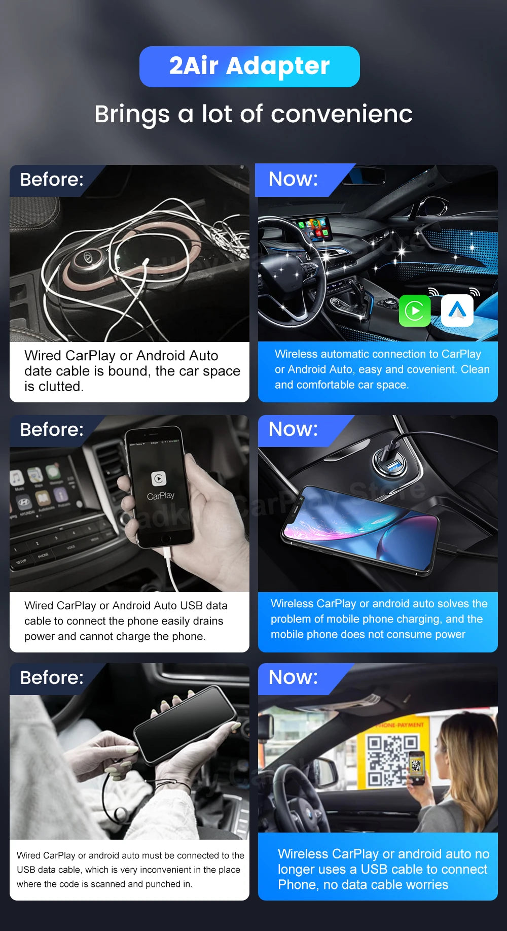 CarlinKit 5.0 & CarlinKit 4.0 Wireless CarPlay Android Auto Waze Music Spotify Auto For Audi Golf Peugeot Mazda KIA Mercedes MG sayaragear