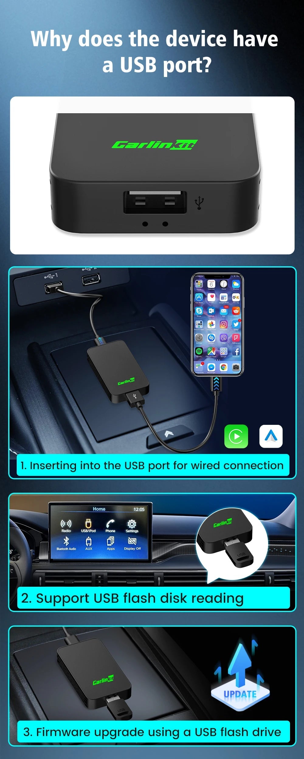 CarlinKit 5.0 & CarlinKit 4.0 Wireless CarPlay Android Auto Waze Music Spotify Auto For Audi Golf Peugeot Mazda KIA Mercedes MG sayaragear