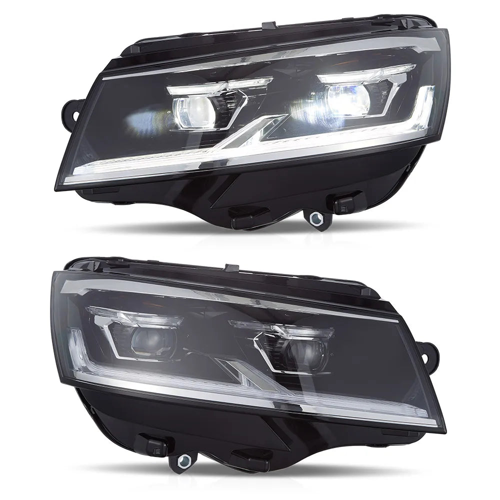 VLAND LED Dual Beam Projector Headlights Black Fit 2019-2024 VW Transporter T6.1 Facelift Headlamps sayaragear