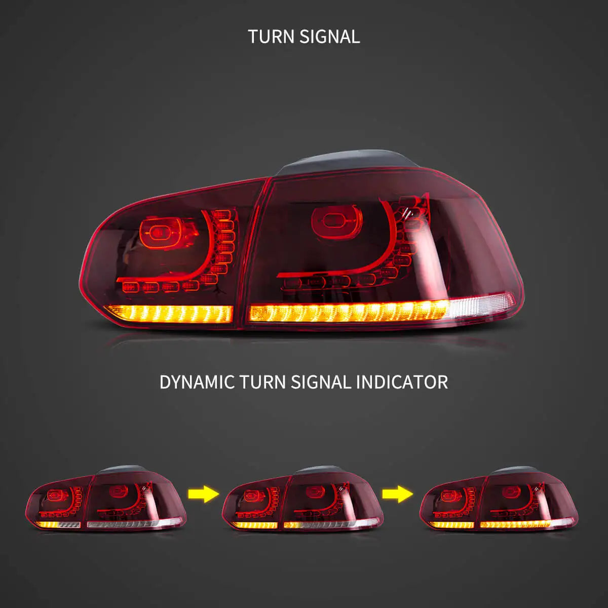 Vland 08-14 Golf 6th Gen Mk6 Hatchback LED Aftermarket Tail Lights With Amber Sequential Turn Signal sayaragear