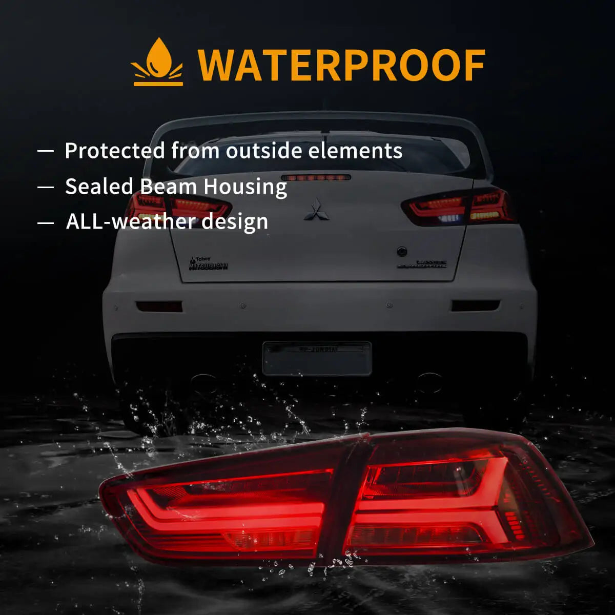 VLAND LED Tail Lights with Sequential Turn Signal for 2008-2017 Mitsubishi Lancer and Lancer Evolution X Rear Lamp Assembly sayaragear