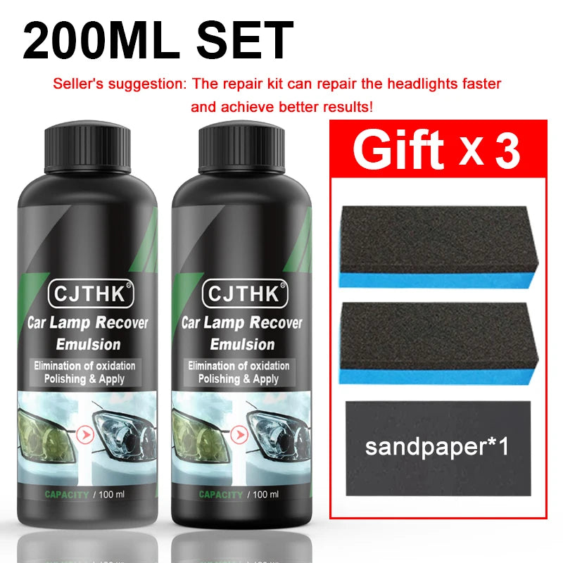Car Headlight Restoration Polishing Kits Headlamp Scratch Remover Repair Cleaning Paste Remove Oxidation Headlight Polish Liquid sayaragear