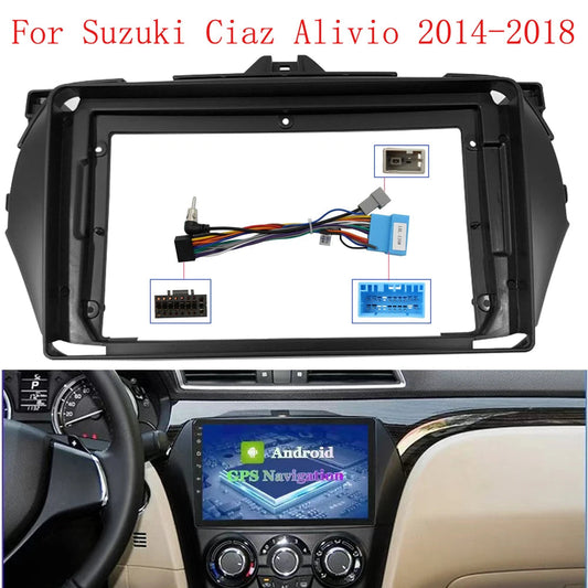 Car Radio Fascias Frame For Suzuki Ciaz Alivio 2014-2018 9 inch 2DIN Stereo Panel Harness wiring connector Power Cable Adapter sayaragear