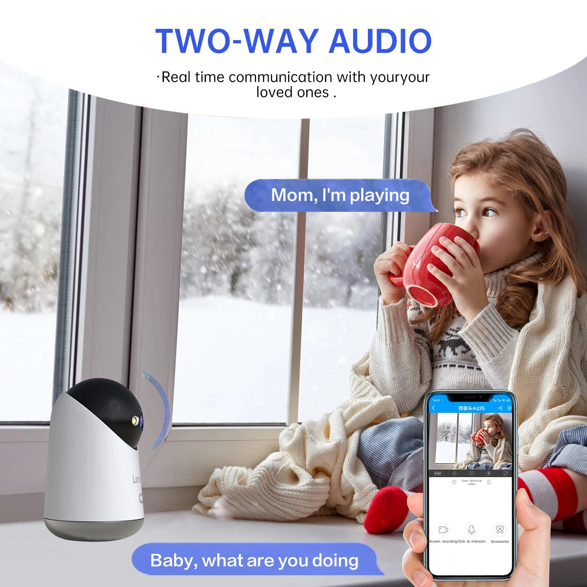 Lenovo 5MP WiFi Camera Smart Home Indoor IP Camera Full Color Night Auto Tracking Security CCTV Surveillance Baby Monitor sayaragear