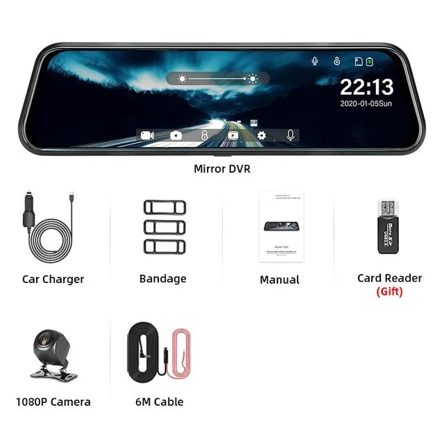10'' Rearview Mirror Dash Cam Front & Rear 1080P Dual Recording, Backup Camera, 24H Parking Monitor, Night Vision for Cars sayaragear