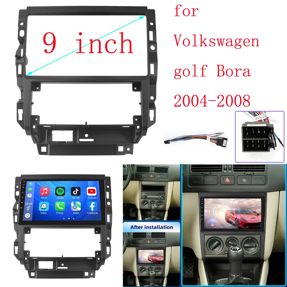 9 Inch Car Frame Fascia Adapter For Volkswagen Bora GOLF 2004-2008 Android Radio Dash Fitting Panel Kit sayaragear