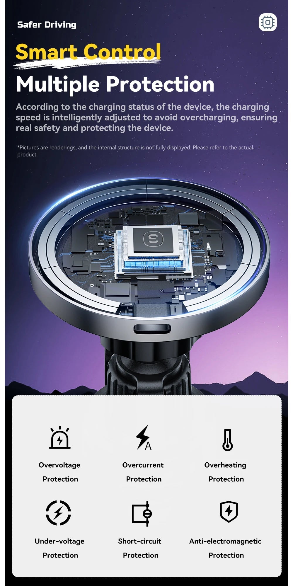 Essager 15W Magnetic Car Phone Holder Wireless Charger Stand For iPhone 16 15 14 13 Pro Max Charging for Magsafe Car Charger RGB sayaragear