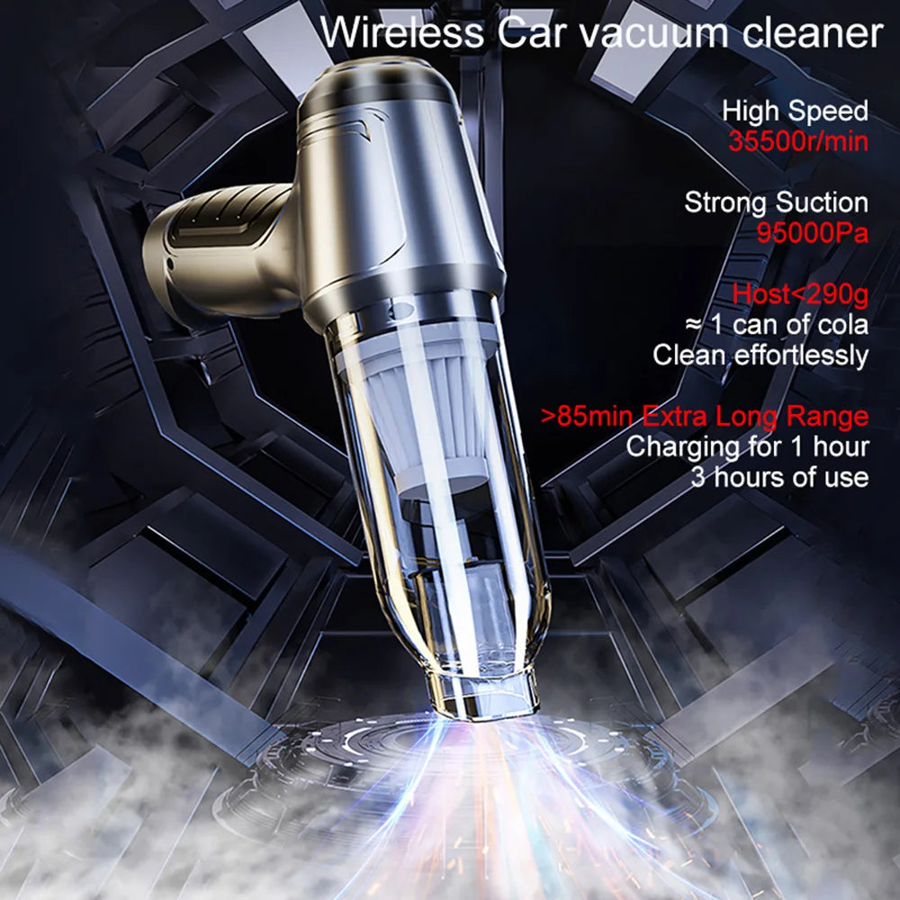 Car Vacuum Cleaner Wireless 95000PA Strong Suction Vacuum Cleaner Portable Handheld Vacuum Cleaner Blower 2in1 for Car Home sayaragear