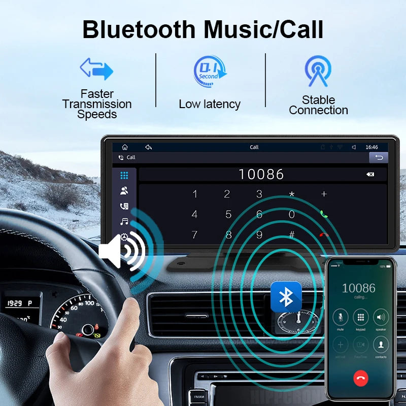 10.26"  Car Mirror Radio Multimedia Video Player Universal Wireless Carplay Android Auto Screen With Bluetooth AUX USB sayaragear