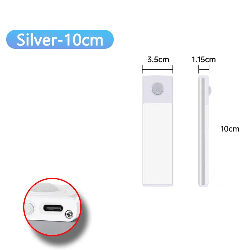 LED Cabinet Light Type C Rechargeable Motion Sensor Night Lights for Kitchen Wardrobe Cabinet Lighting 10cm/20cm/30cm/40cm/50cm sayaragear